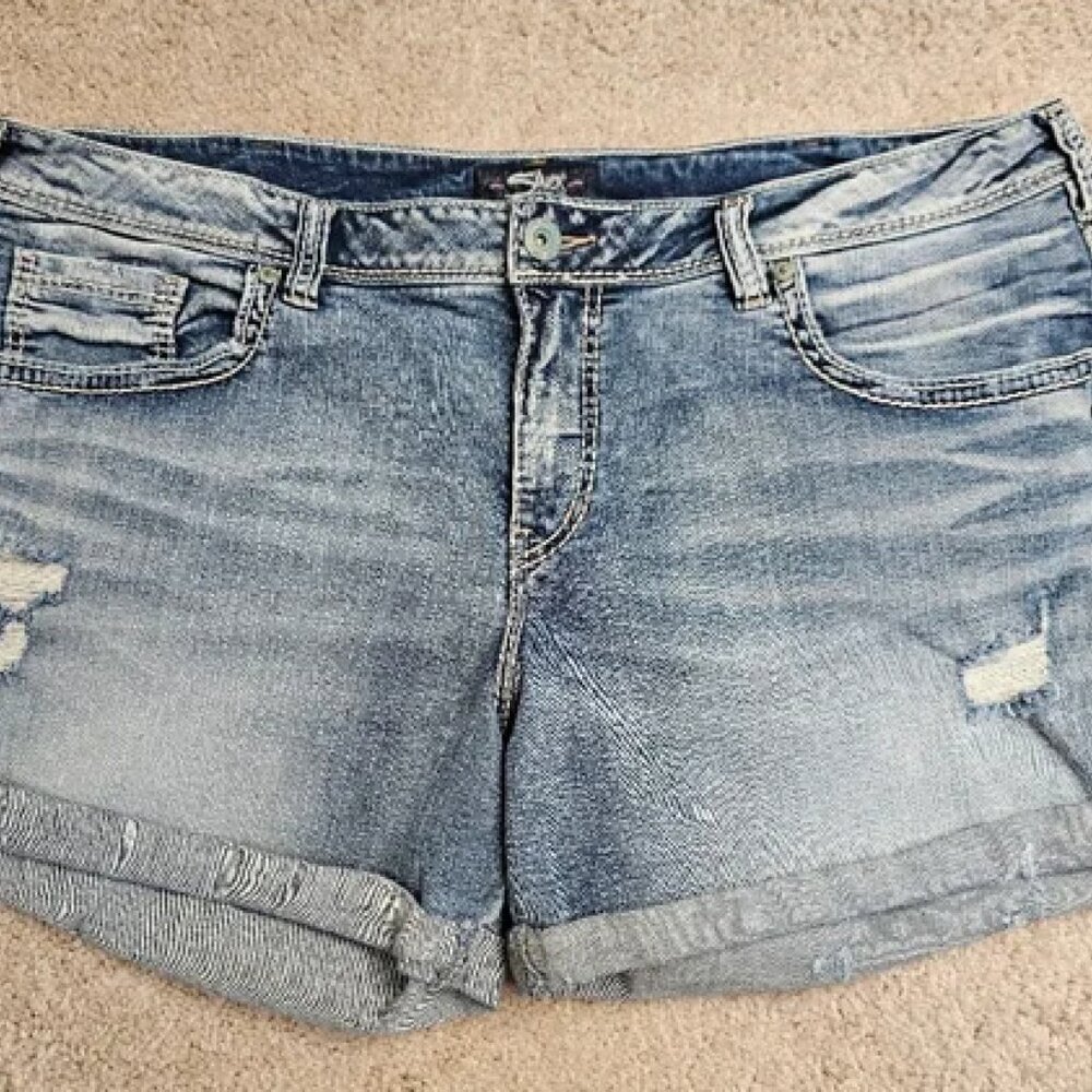 Silver Boyfriend Cuffed Shorts